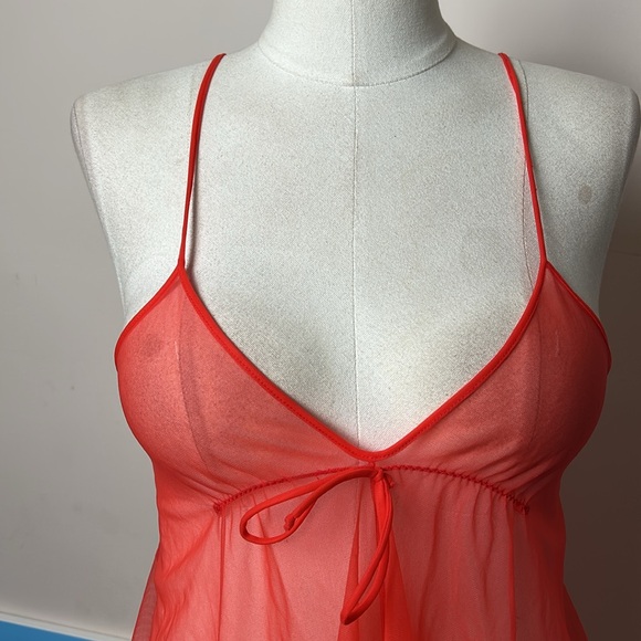 Vintage Scarlet Sheer Chemise - Picture 5 of 15